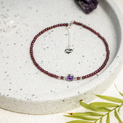 Mythstone Garnet Amethyst Purification Calm Anklet