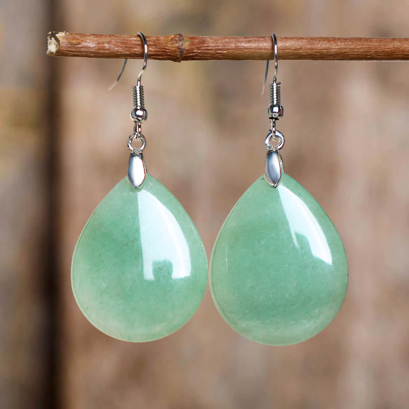 Mythstone Natural Aventurine Dangle Healing Drop Earrings