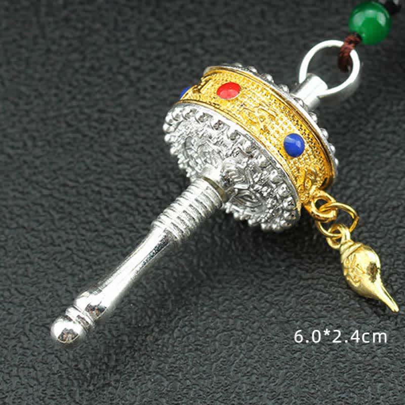 Mythstone Tibet Om Mani Padme Hum Prayer Wheel Tassel Bag Car Hanging Decoration