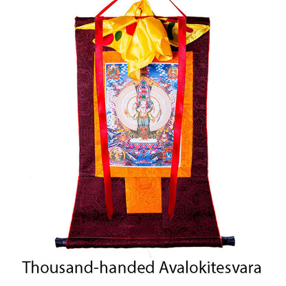 Mythstone Tibetan Thousand-handed Avalokitesvara Framed Thangka Blessing Decoration