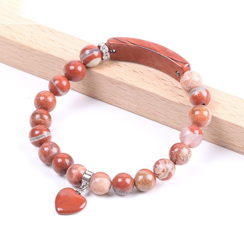 Mythstone Natural Quartz Love Heart Healing Beads Bracelet