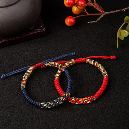 Pulsera trenzada de nudos de la suerte con nudos King Kong coloridos hechos a mano tibetanos Mythstone