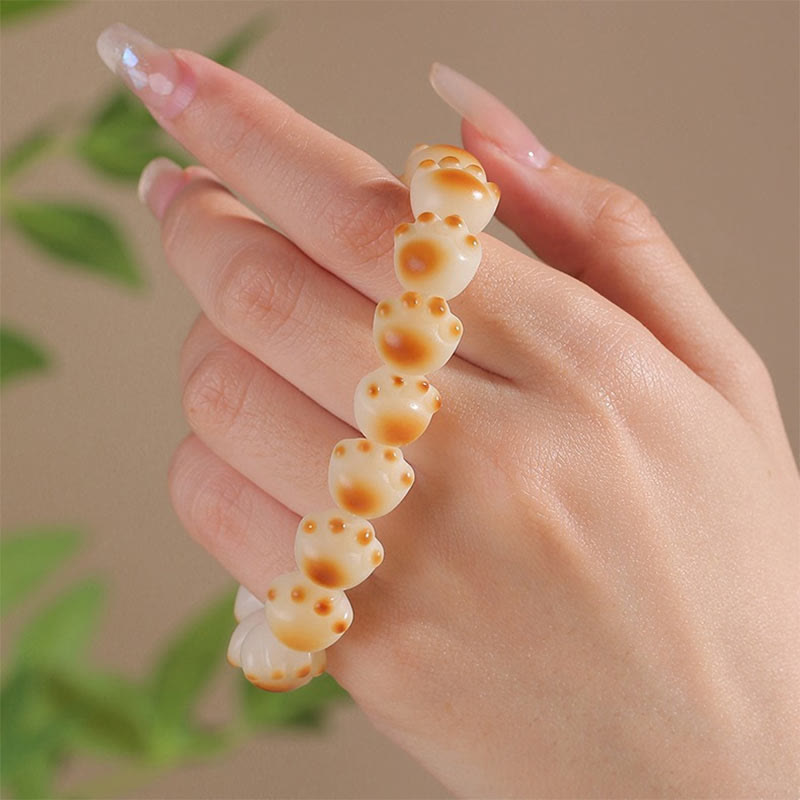 Mythstone Cute Cat Paw Claw Bodhi Seed Peace Bracelet