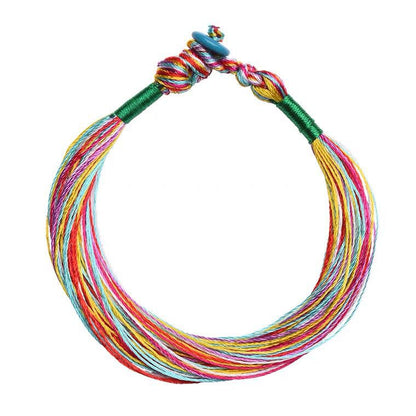 Pulsera de hilo de cinco hilos de colores hecha a mano con Mythstone tibetano para adultos y niños con protección para el Festival del Barco del Dragón