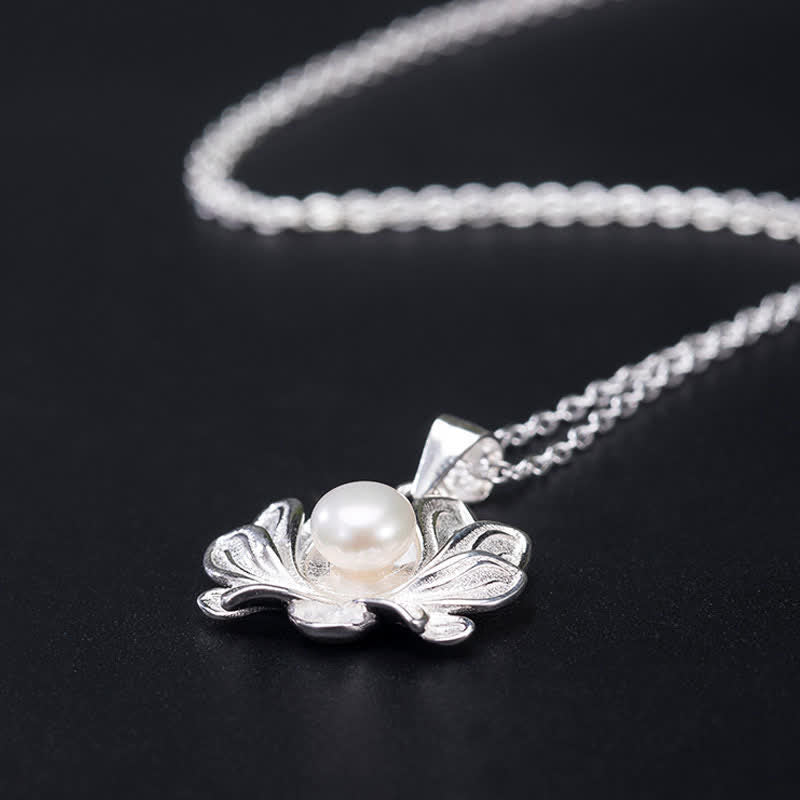 Mythstone 925 Sterling Silver Lotus Flower Pearl Wealth Necklace Pendant