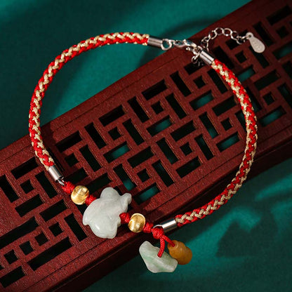 Pulsera de hilo rojo de jade y prosperidad del zodíaco chino Mythstone