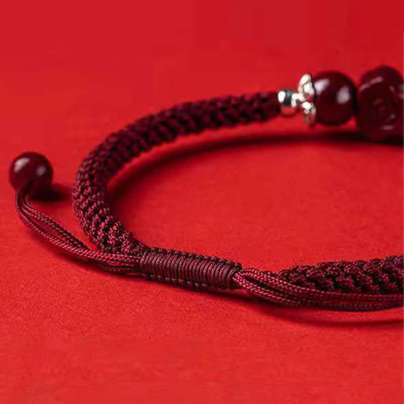 Mythstone Handcrafted PiXiu Cinnabar Wealth Luck Braided Bracelet