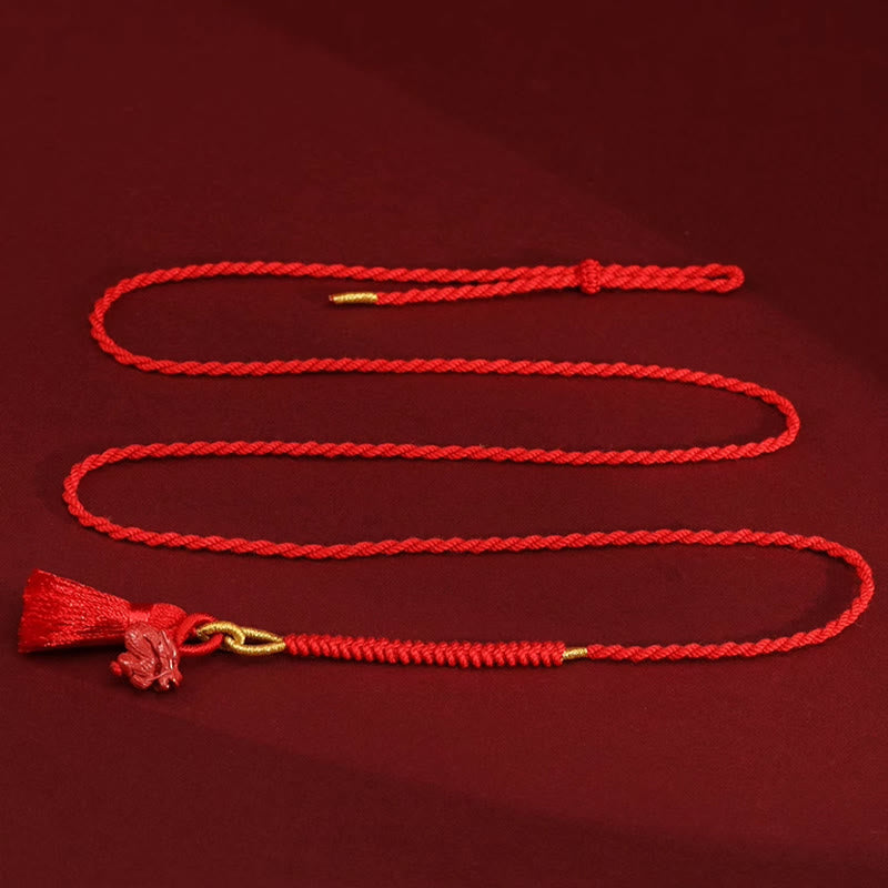 Mythstone Natural Cinnabar Dragon Blessing Red String Belly Chain