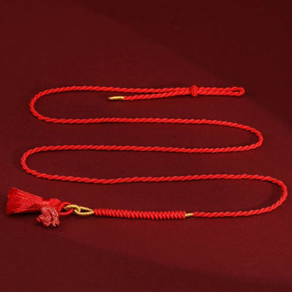 Mythstone Natural Cinnabar Dragon Blessing Red String Belly Chain