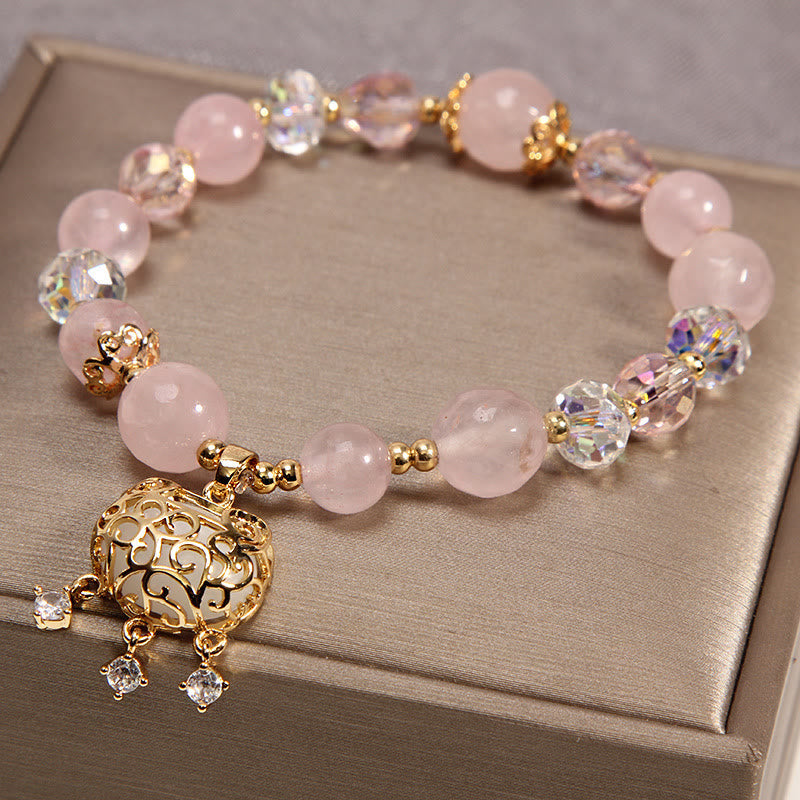 Pulsera protectora calmante de cristal rosa natural Mythstone