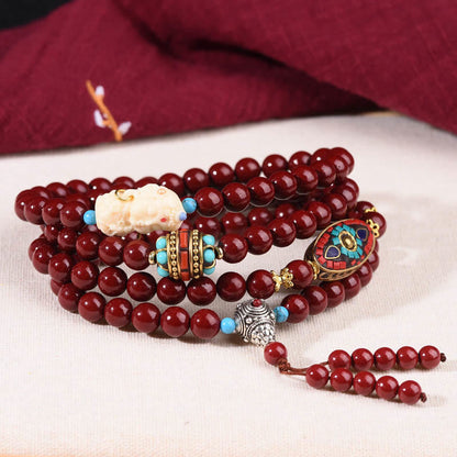 Mythstone Cinnabar Bodhisattva Tara Symbol Calm Bracelet Mala