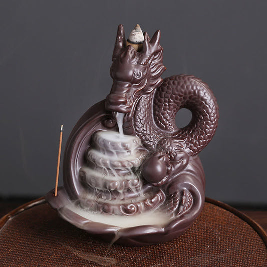 Mythstone Dragon Pattern Success Ceramic Incense Burner Decoration