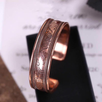 Mythstone Vintage Pattern Luck Balance Copper Cuff Bracelet Bangle