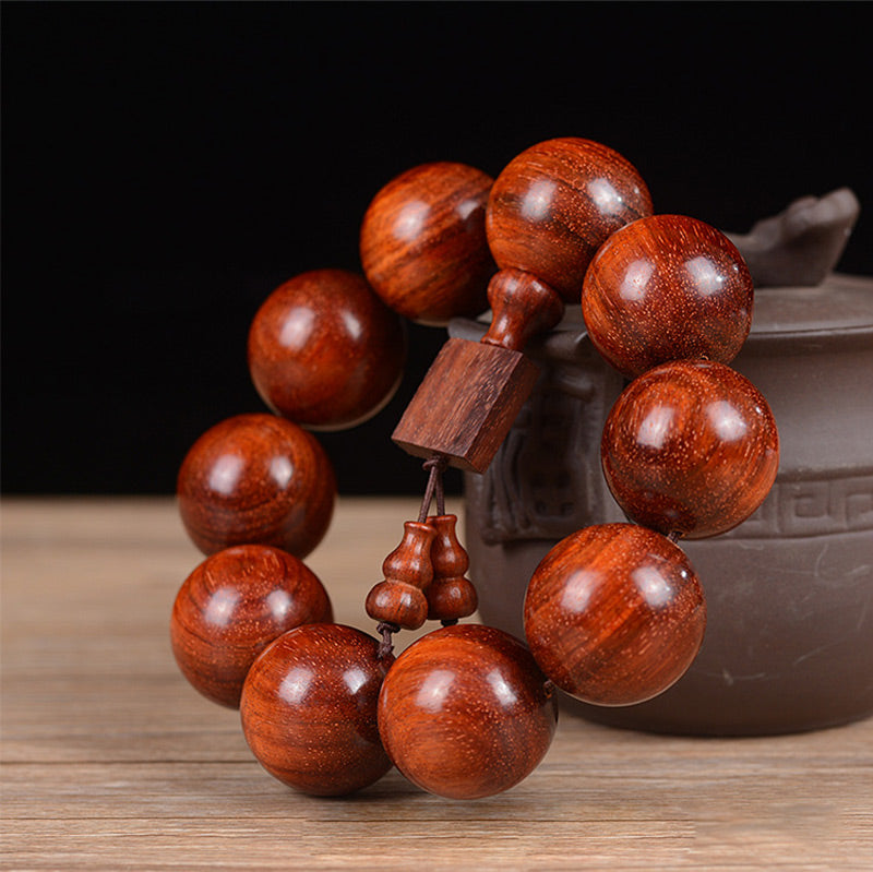 Mythstone Tibetan Small Leaf Red Sandalwood Relaxation Bracelet