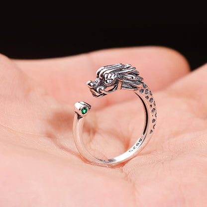 Mythstone Vintage Dragon Design Success Strength Adjustable Ring