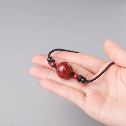 Mythstone Natural Cinnabar Stones Bead Blessing Necklace Pendant