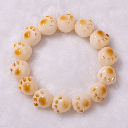 Mythstone Cute Cat Paw Claw Bodhi Seed Peace Bracelet