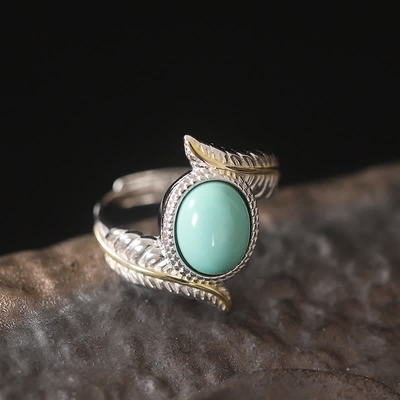 Mythstone 925 Sterling Silver Turquoise Feather Strength Protection Ring