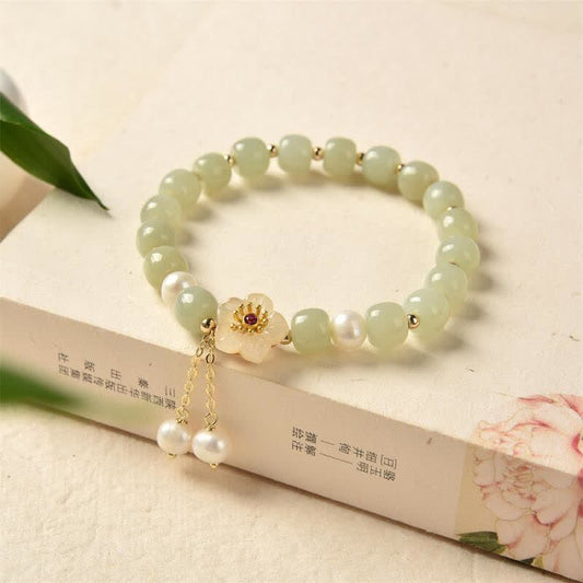 Pulsera de la abundancia y la felicidad con flor de jade hetiano Mythstone