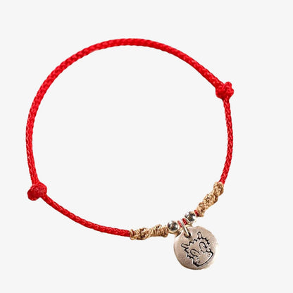 Pulsera trenzada con el signo de la suerte del año del dragón chino hecha a mano en plata de ley 999 de Mythstone 