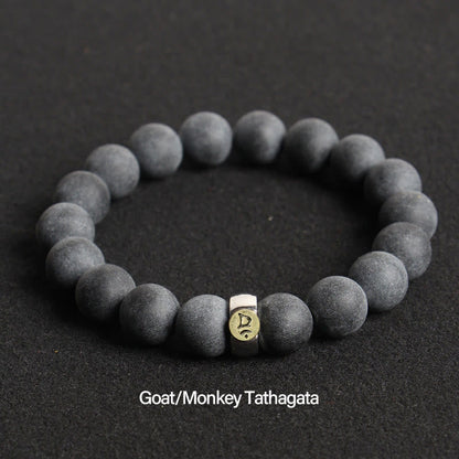 Pulsera curativa de ciprés tibetano con Buda natal del zodíaco chino Mythstone 