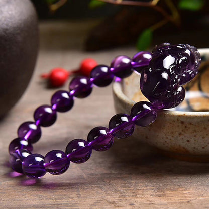 Pulsera de amatista y fortuna con piedra mitológica Feng Shui