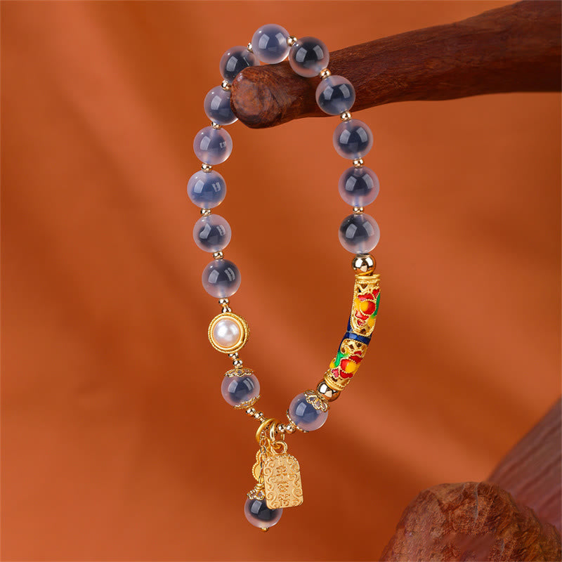 Mythstone Natural Blue Candy Agate Amulet Strength Bracelet