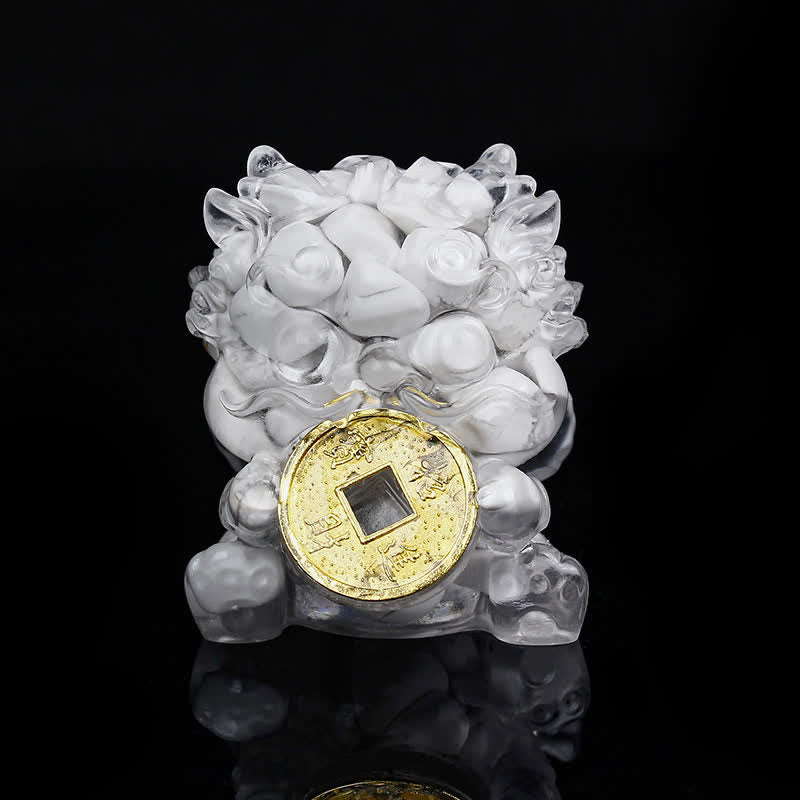 Mythstone Handmade Cute PiXiu Gold Coin Crystal Fengshui Energy Wealth Fortune Home Decoration