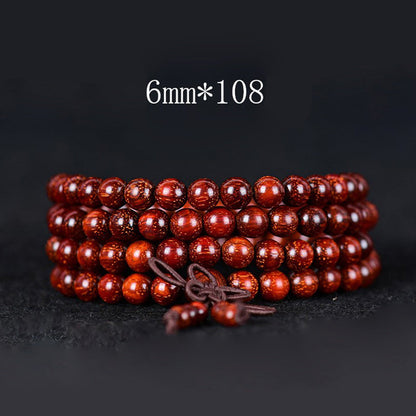 Pulsera de equilibrio de sándalo rojo con hojas pequeñas tibetanas de MythStone 