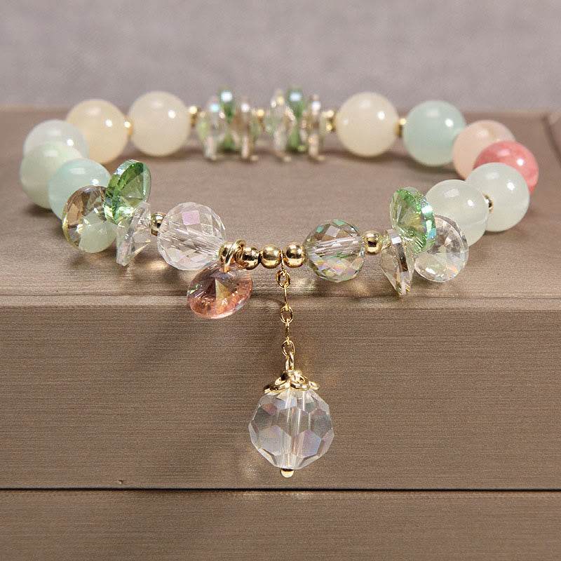 Mythstone Cat's Eye Pink Crystal Peace Charm Bracelet