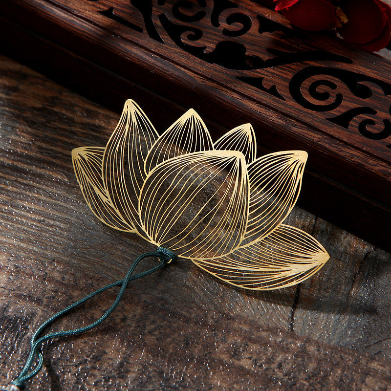 Mythstone Lotus Flower New Beginning Metal Brass Hollow Bookmark