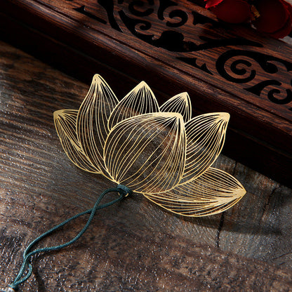 Mythstone Lotus Flower New Beginning Metal Brass Hollow Bookmark