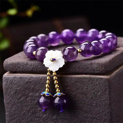 MythStone Natural Amethyst Crystal Flower Spiritual Healing Bracelet