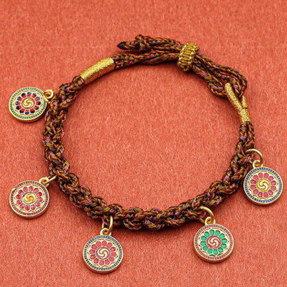 Mythstone Tibetan Five God Of Wealth Thangka Luck Braid String Bracelet