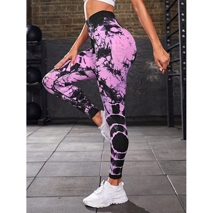 Mythstone Tie Dye Print Pants Sports Fitness Yoga High Waist Leggings Women's Yoga Pants