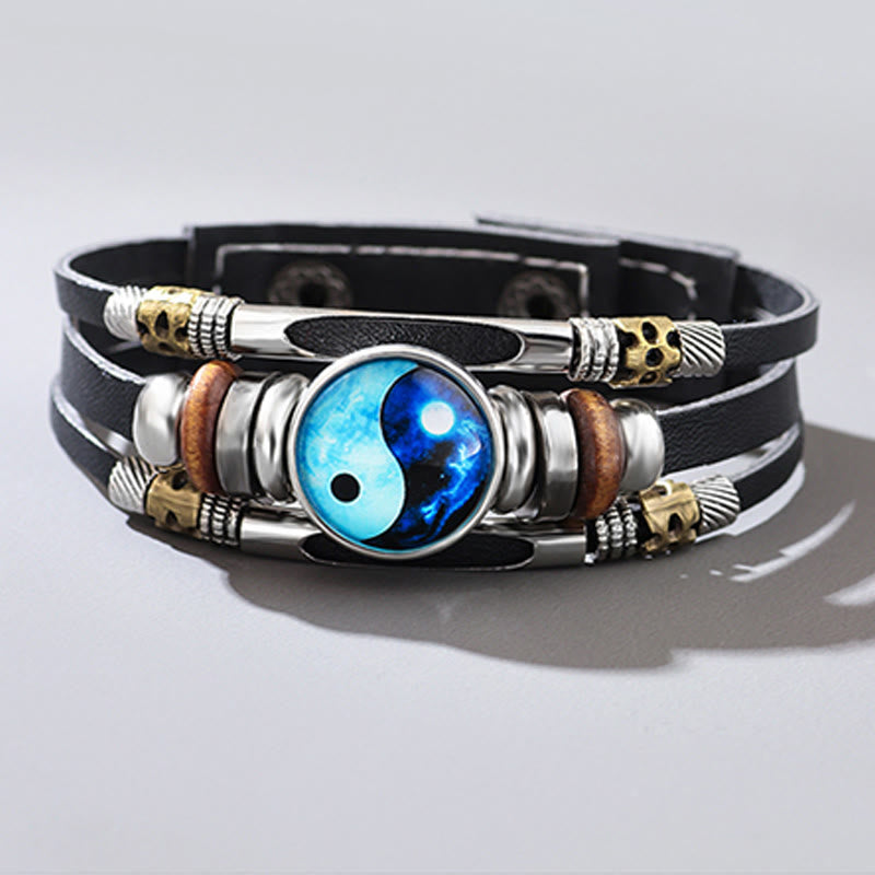 Mythstone Yin Yang Leather Balance Bracelet