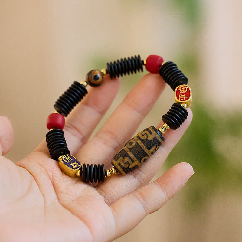 Pulsera de amuleto de la suerte y la riqueza con semillas de Bodhi de Rudraksha del Tíbet Mythstone