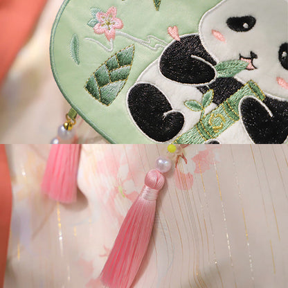 Mythstone Embroidery Lucky Panda Cat Shiba Inu Deer Rabbit Fox Flower Cute Animal Hanfu Bag Crossbody Bag Shoulder Bag