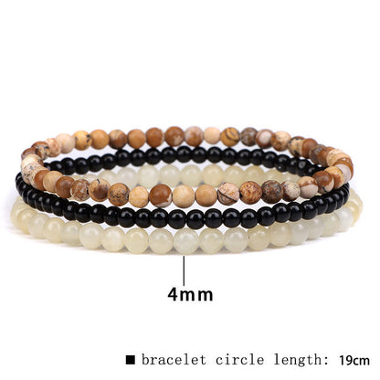 Mythstone 3Pcs Natural Crystal Stone Inner Peace Spiritual Bracelet