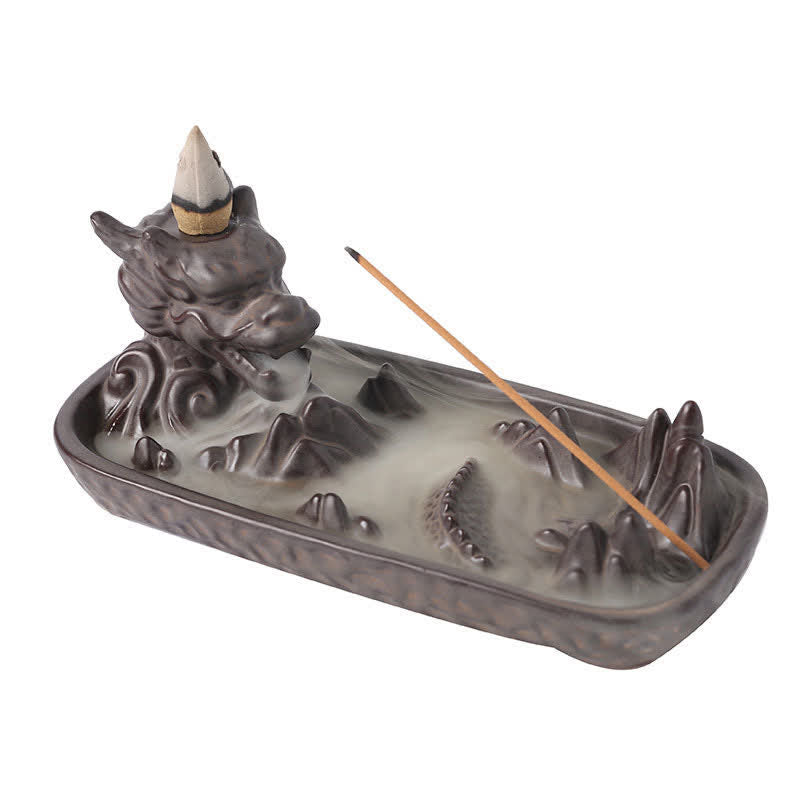 Mythstone Dragon Mountain Strength Ceramic Incense Burner Decoration