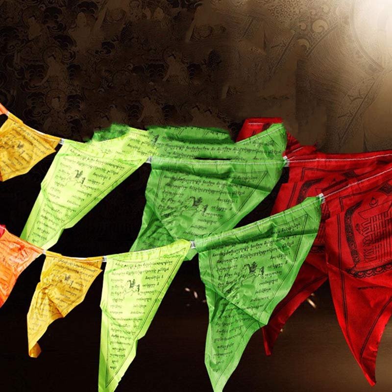 Mythstone Tibetan Blessing Outdoor 25 Pcs Triangle Prayer Flag Decoration