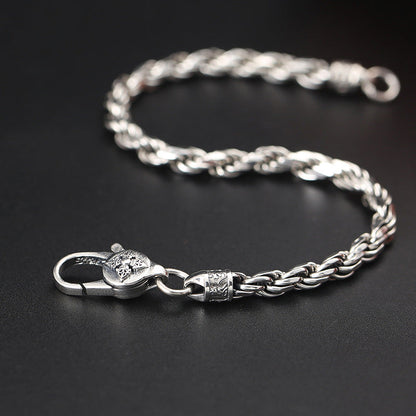 Mythstone 925 Sterling Silver Tibet Om Mani Padme Hum Double Dorje Vajra Twisted Design Peace Love Bracelet