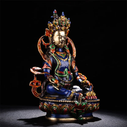 Mythstone Yellow Jambhala Bodhisattva Figurine Serenity Copper Statue Home Decoration