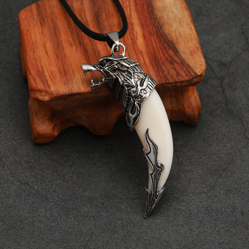 Mythstone Imitation Wolf Tooth Titanium Steel Balance Necklace Pendant