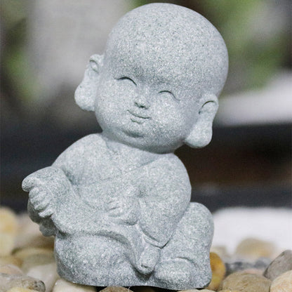 Estatua de Buda monje con oración de meditación de piedra mitológica, decoración del hogar con serenidad 