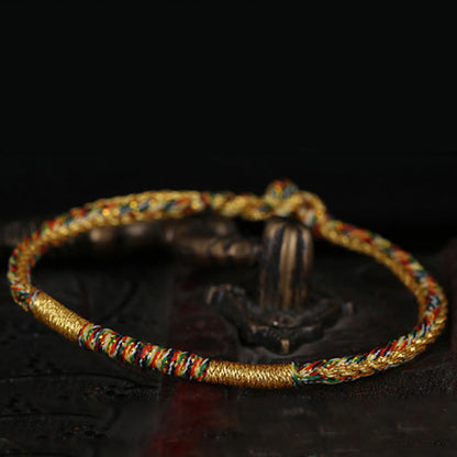 Mythstone Handmade Gold Multicolored Rope Protection Braided Bracelet Anklet