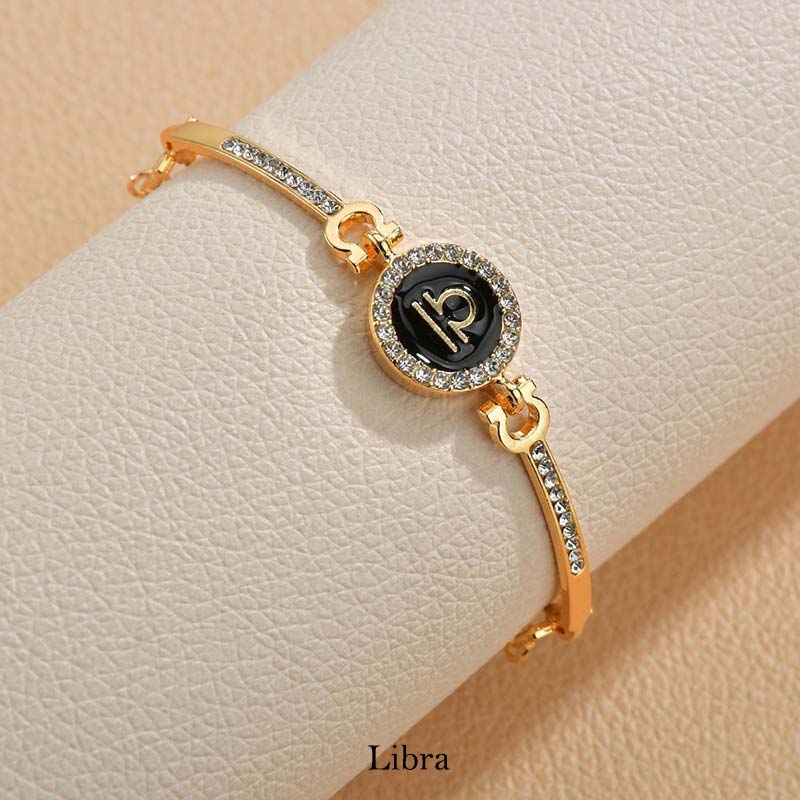 12 Constellations of the Zodiac Rhinestone Chain Adjustable Bracelet