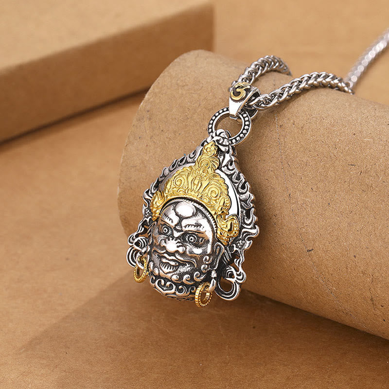 Colgante de collar de cobre con amuleto de la suerte del dios de la riqueza amarillo Mythstone