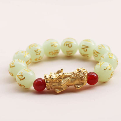 Pulsera de la riqueza con piedra luminosa Pixiu de la suerte de Feng Shui Mythstone