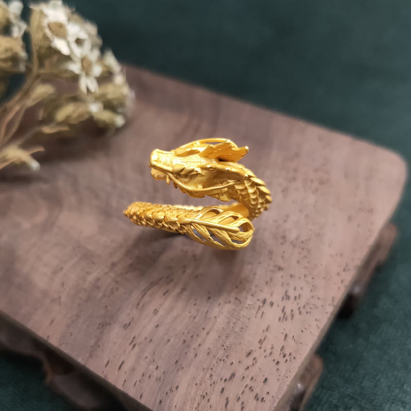 Mythstone Golden Dragon Success Strength Ring